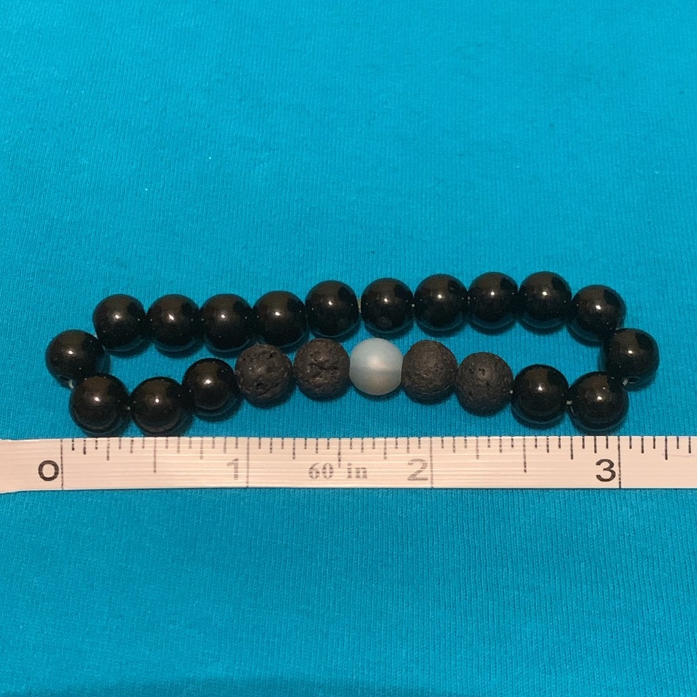 Glass and Volcanic Lava Stone Beaded Bracelet - Picture 2 of 2